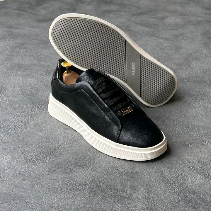 ALDO Minimal Leather Sneakers – Black