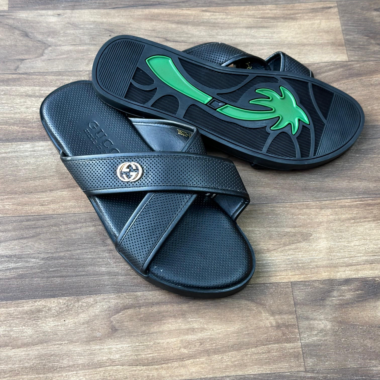 Midnight Black Double-Strap Sandals