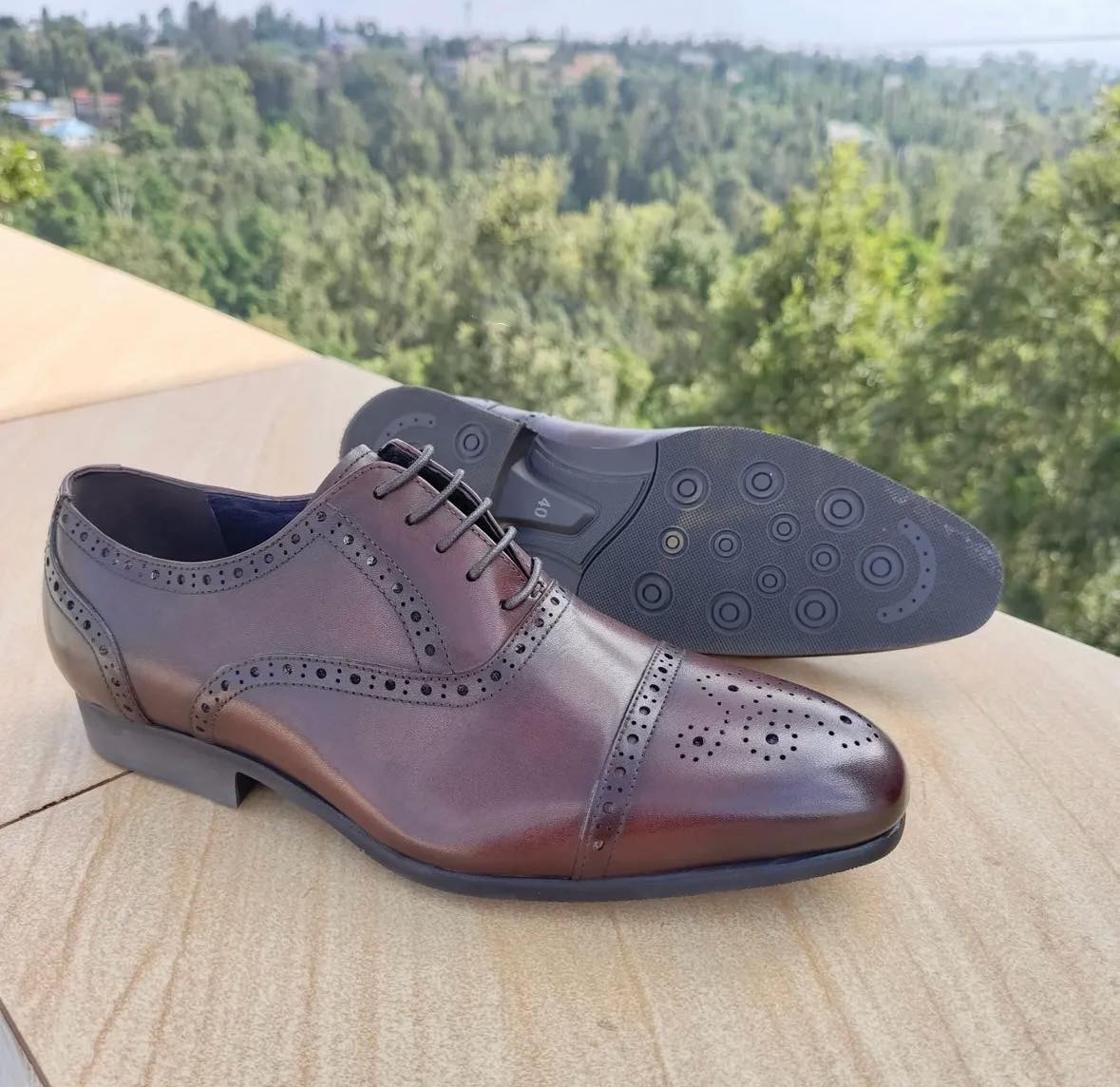 Premium Leather Brogue Oxford – Brown